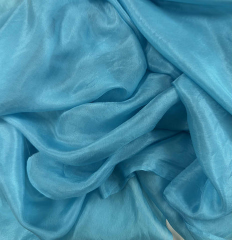 Aqua Blue - Hand Dyed Silk Habotai