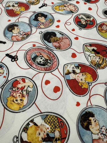 All My Heart Lockets by Riley Blake J Wecker Frisch 100% Cotton Fabric Retro Valentine's Day