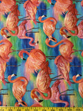 Fabulous Flamingos Allover Blue- Paintbrush Studio Cotton Fabrics