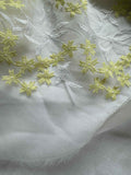 Yellow & White Floral Embroidered Organza Fabric