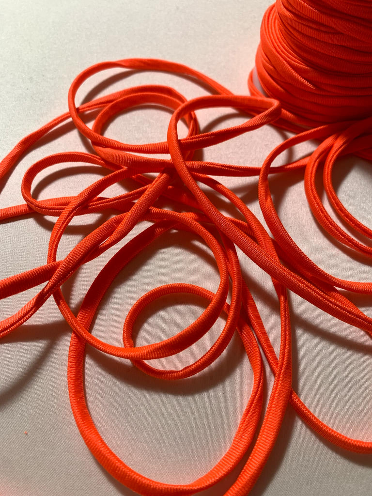 Bright Orange Stretch Tubular Spaghetti Strap Cording Tubing Trim - 1/4" x 10 Yards