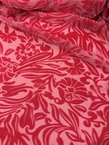 Fuchsia Pink Floral - Hand Dyed Burnout Silk Velvet
