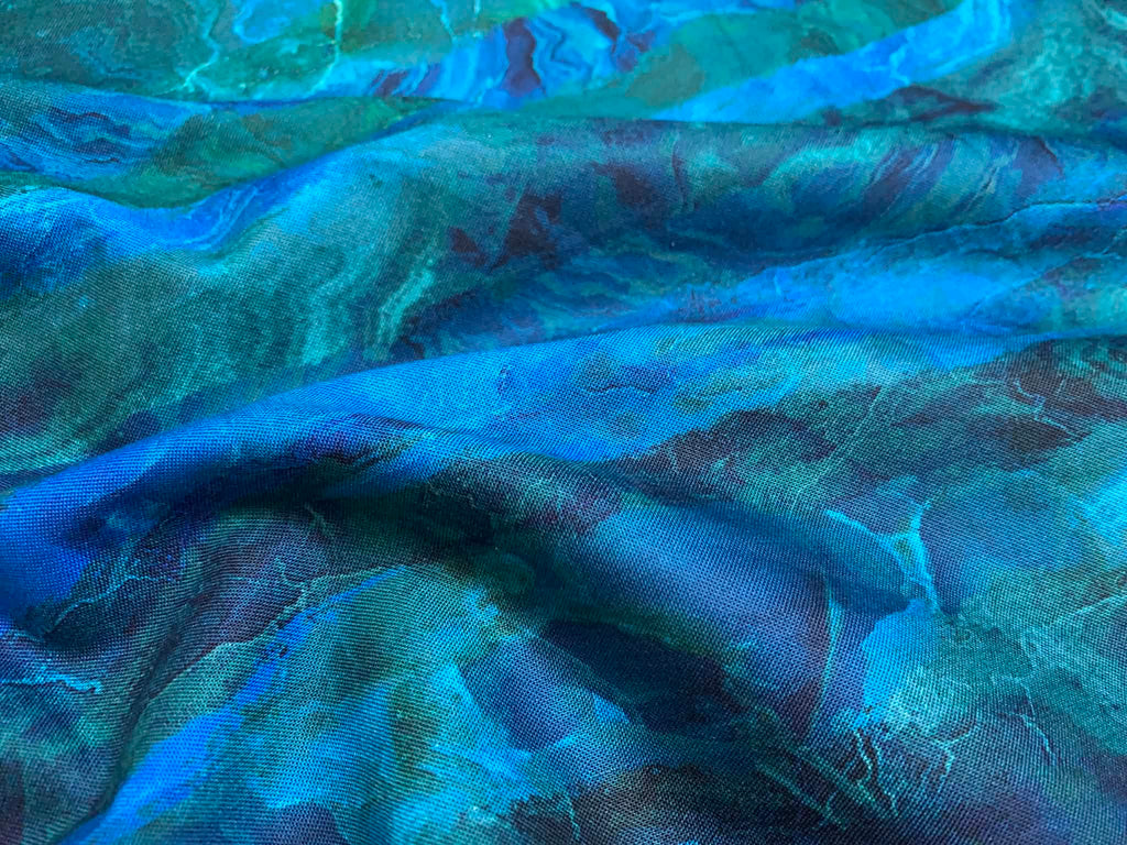 Dark Blue Ombre, Tranquil Waters by Deborah Edwards for Northcott Cotton Fabric DP27206-48