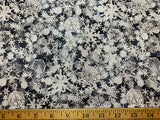 Metallic Snowflakes Naturescapes Cotton Fabric Vintage 90's OOP P&B Textiles
