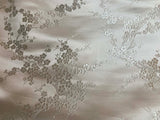 White Cherry Blossom Dogwood Floral - Silk Brocade Fabric