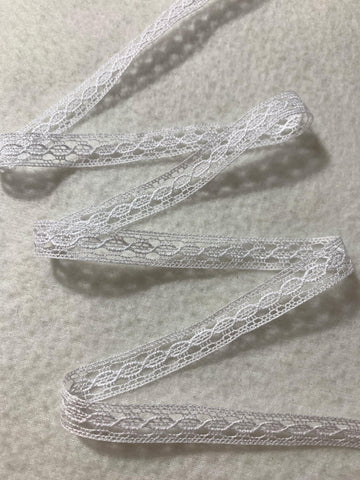 French Cotton Heirloom Insertion Lace Trim White 7/16" wide Made in France