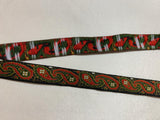 Vintage Olive, Red & Gold Paisley Jacquard Ribbon 3/4" wide -2 Yards-