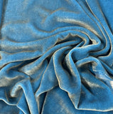 Antique Gold on Turquoise - Hand Painted Silk Velvet Fabric