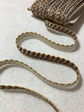 Vintage Braid Gimp Trim Gold Copper & Sage