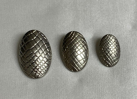 Silver Crocodile Reptile Metal Oval Button (3 Sizes to Choose From)