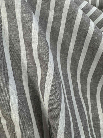 Gray & White Stripe 100% Cotton Chambray Fabric