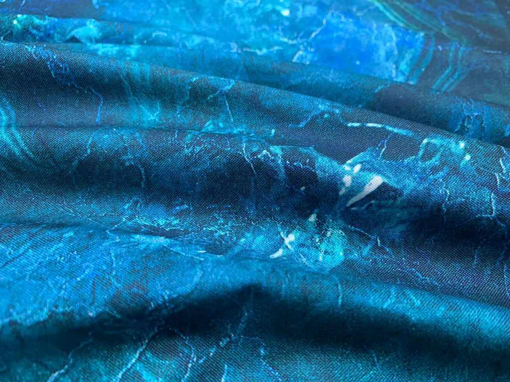 Dark Blue Marble Texture, Tranquil Waters by Deborah Edwards for Northcott Cotton Fabric DP27211-48