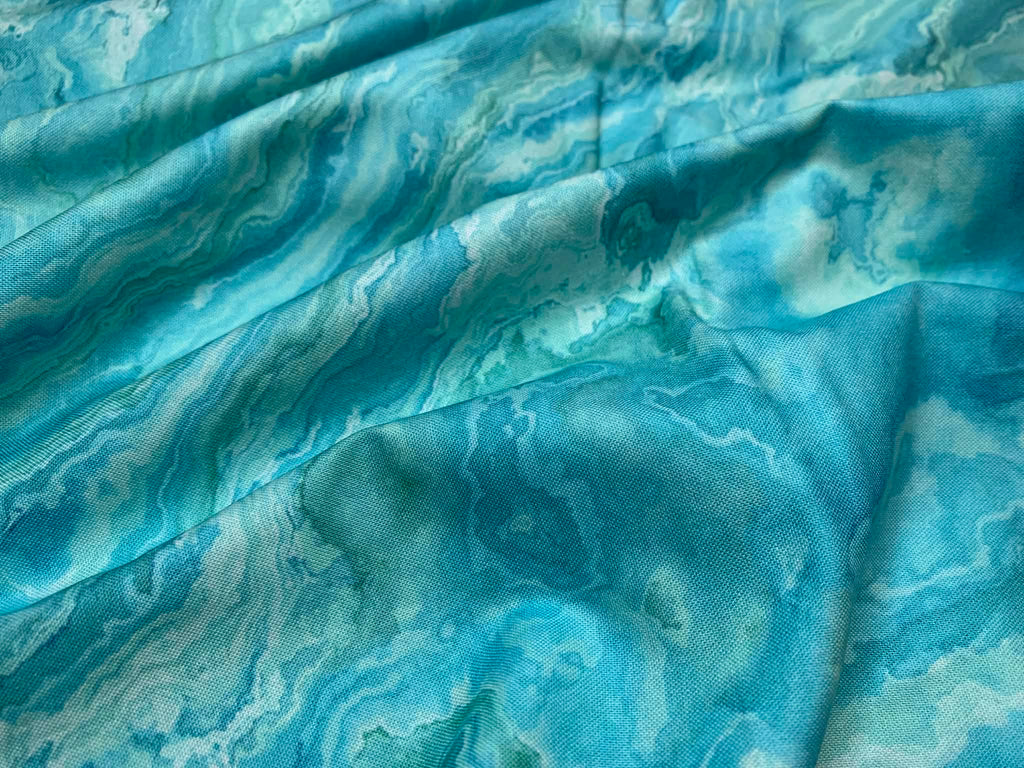 Dark Turquoise Wave Texture, Tranquil Waters by Deborah Edwards for Northcott Cotton Fabric DP27210-64