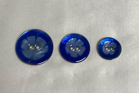 Italian Dyed Blue Natural Shell MOP Pearl Button (3 Sizes to Choose From)