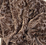 Chocolate Brown Floral - Hand Dyed Burnout Silk Velvet