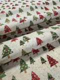 Metallic Christmas Trees on Natural by Fabric Traditions 100% Cotton Fabric