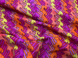 Pink Orange Yellow Ocean Waves Cotton Fabric Vintage 90's OOP Kari Pearson SSI