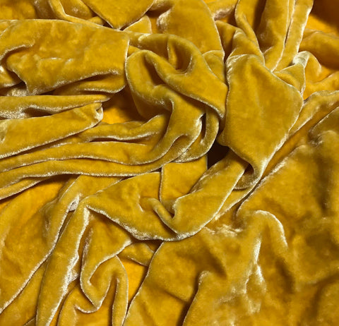 2.5"x43" Remnant Sale - Golden Yellow  - Hand Dyed Silk Velvet