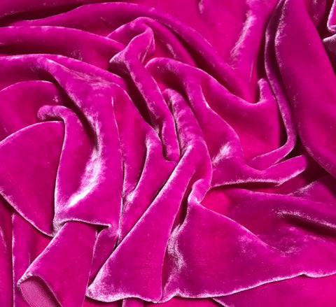 Magenta - Hand Dyed Silk Velvet - 9"x49" Remnant