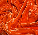 Deep Orange - Hand Dyed Silk Velvet - 6"x42" Remnant
