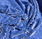 3"x52" Remnant Sale - Periwinkle Blue Floral - Hand Dyed Burnout Silk Velvet