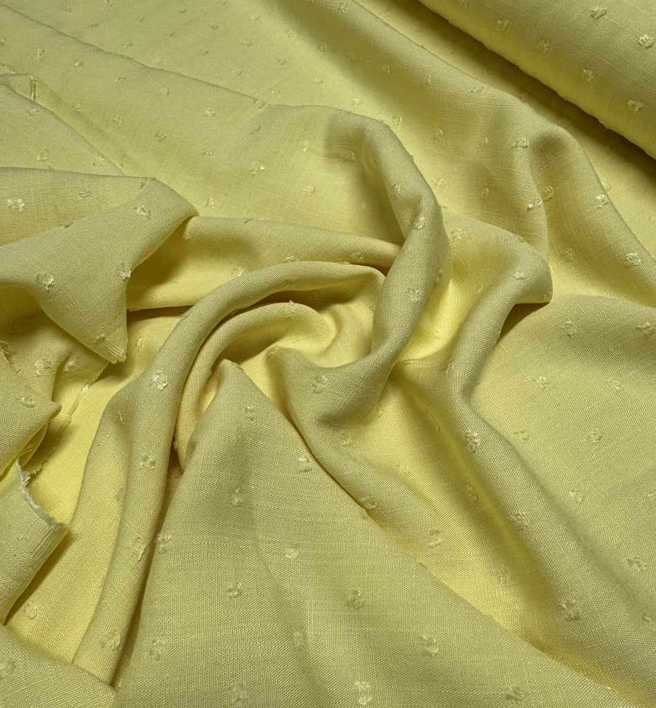 Yellow Dotted Swiss Rayon Heirloom Fabric