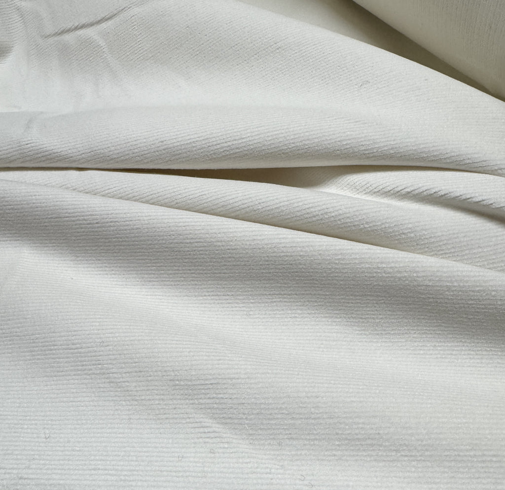 Off White Stretch Cotton Featherwale Corduroy Fabric