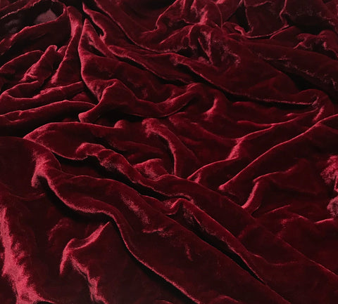 Ruby Red - Hand Dyed Silk Velvet - 4.5"x42" Remnant
