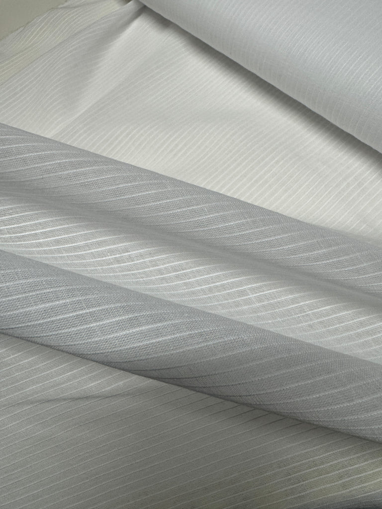White Stripe Cotton Voile Fabric