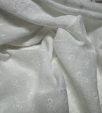 White Embroidered Eyelet Bubble Gauze 100% Cotton Fabric
