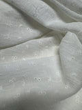 White Embroidered Eyelet Bubble Gauze 100% Cotton Fabric