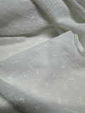 White Embroidered Eyelet Bubble Gauze 100% Cotton Fabric