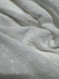 White Embroidered Eyelet Bubble Gauze 100% Cotton Fabric