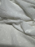 White Embroidered Eyelet Bubble Gauze 100% Cotton Fabric