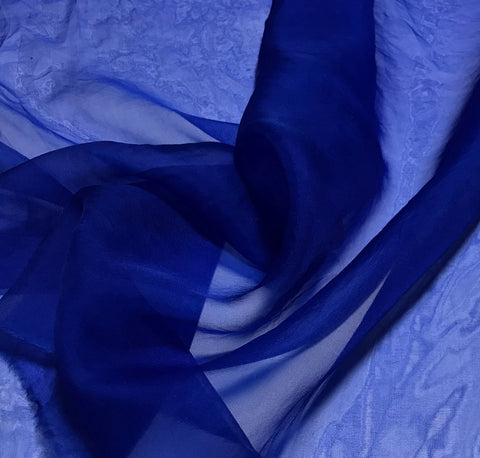 Sapphire Blue - Hand Dyed Silk Organza 7"x76" Remnant