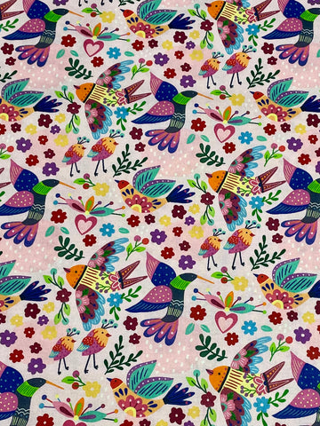 Viva Mexico! Birds Pink- Paintbrush Studio Cotton Fabrics