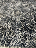 Luxe Wildcat Chromi Black White Gray - Cuddle Minky Faux Leopard Fur Fabric