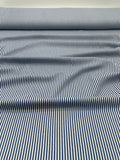 White with Blue Stripe - 100% Cotton Challis Fabric