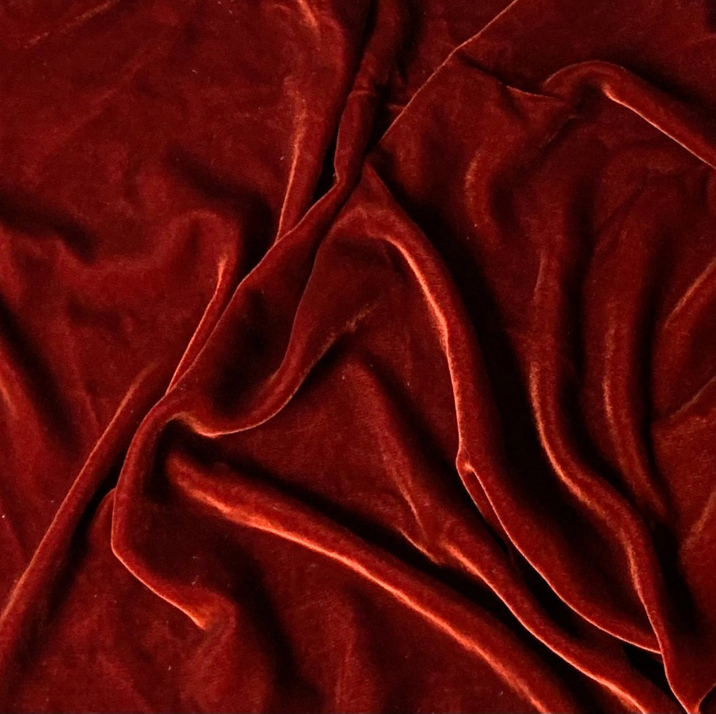 Burnt Orange - Silk Velvet Fabric -4"x43" Remnant