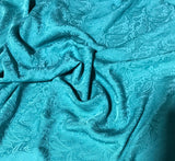 Teal Blue Paisley - Hand Dyed Silk Jacquard - 7.5"x45" Remnant