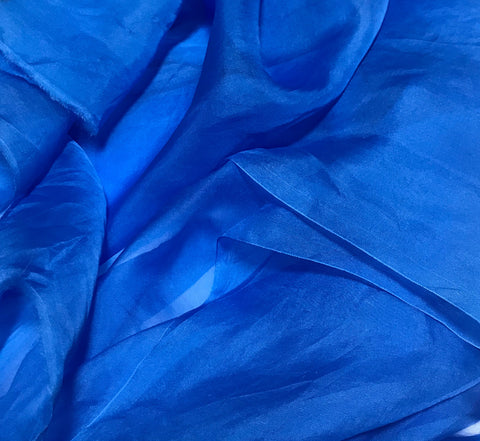 Cornflower Blue - Hand Dyed Silk Organza 7.5"x194" Remnant