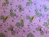 Pink Precious Moments Bears Cotton Flannel Fabric Vintage 90's OOP
