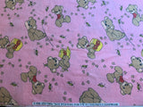 Pink Precious Moments Bears Cotton Flannel Fabric Vintage 90's OOP