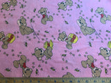 Pink Precious Moments Bears Cotton Flannel Fabric Vintage 90's OOP