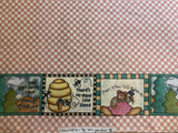 Bees & Bears Pink Checkered Cotton Fabric Vintage 90's OOP Moda