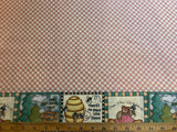 Bees & Bears Pink Checkered Cotton Fabric Vintage 90's OOP Moda
