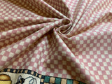 Bees & Bears Pink Checkered Cotton Fabric Vintage 90's OOP Moda
