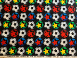 Black with Soccer Balls Cotton Fabric Vintage 90's OOP by Timeless Treasures