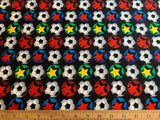 Black with Soccer Balls Cotton Fabric Vintage 90's OOP by Timeless Treasures