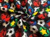 Black with Soccer Balls Cotton Fabric Vintage 90's OOP by Timeless Treasures